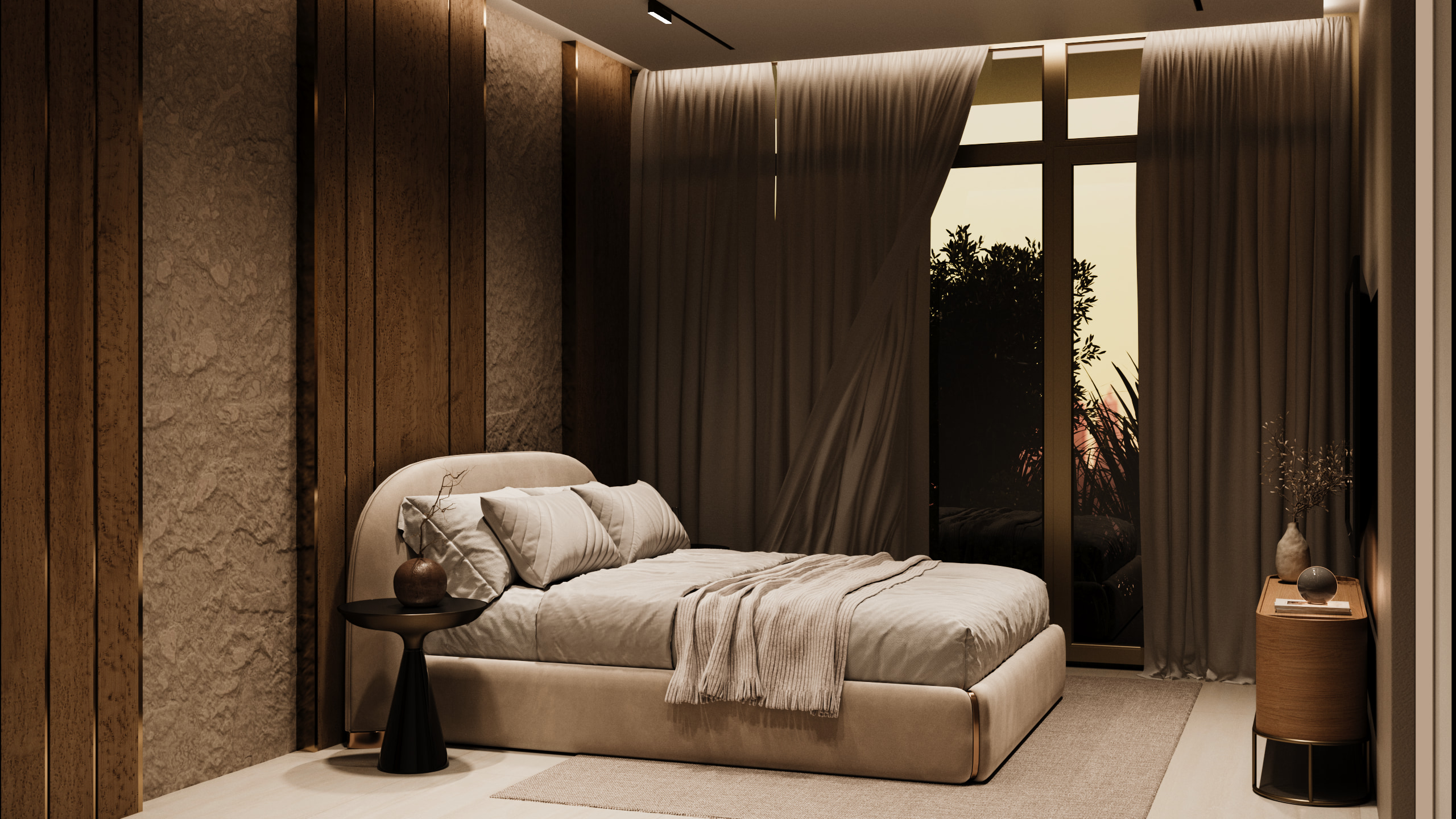 Ocean House bedroom, evening view